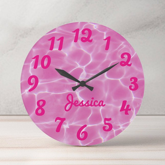 Personalized Hot Pink Numbered Photo Large Clock (Hot Pink Numbered Photo Large Clock)