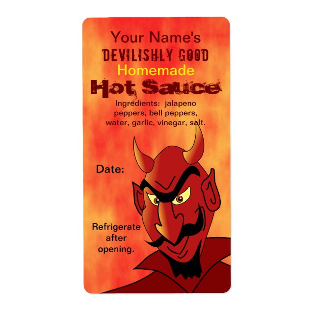 Personalized Hot Sauce Labels Template Devil Smile (Front)