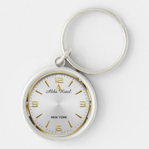 Personalized Hotel Name Luxury Gold Silver Key Ring