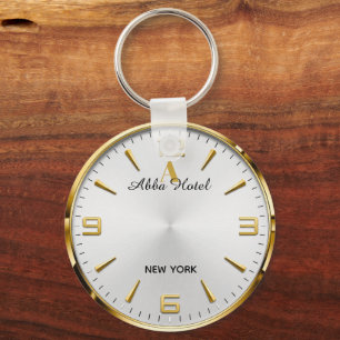 Personalized Hotel Name Luxury Gold Silver Key Ring