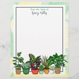 Personalized Houseplants Green and Yellow Custom Letterhead