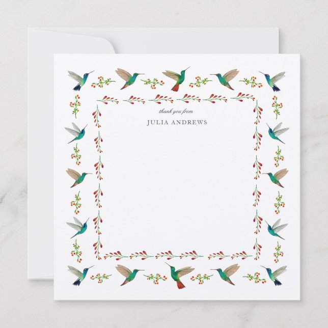 Personalized Hummingbird Border  Card (Front)