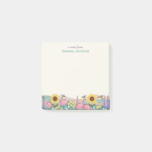 Personalized Hummingbird Flower Field Custom Name Post-it Notes