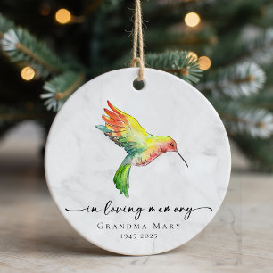 Personalized Hummingbird In Loving Memory Keepsake Ceramic Tree Decoration