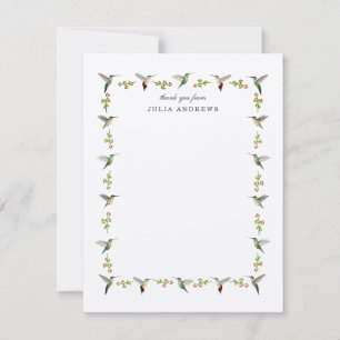 Personalized Hummingbird Thank You Card