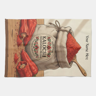 Personalized Hungarian Kalocsai Paprika Apron Tea Towel