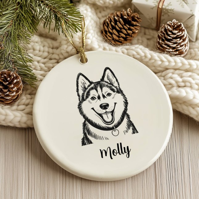 Personalized Husky Dog Christmas Ceramic Tree Decoration (Creator Uploaded)