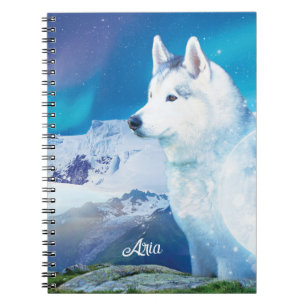 Personalized Husky dog with mountains Notebook