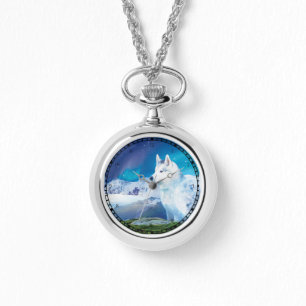 Personalized Husky dog with mountains Watch