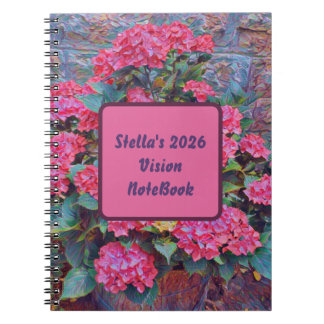 Personalized hydrangea paint Vision notebook 2026