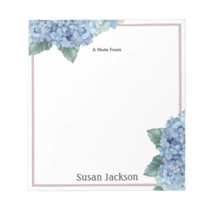 Personalized Hydrangea Pink and Blue Notepad
