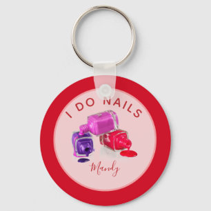 Personalized I Do Nails Glitter Keychain