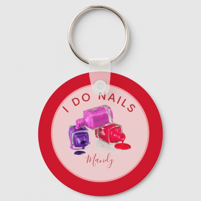 Personalized I Do Nails Glitter Keychain (Front)