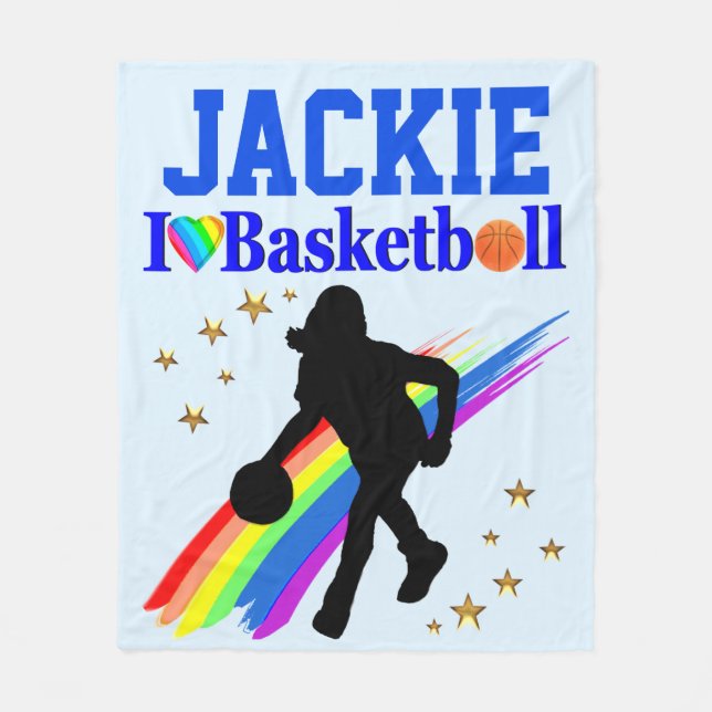 PERSONALIZED I LOVE BASKETBALL FLEECE BLANKET (Front)
