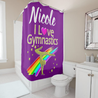 PERSONALIZED I LOVE GYMNASTICS DESIGN SHOWER CURTAIN