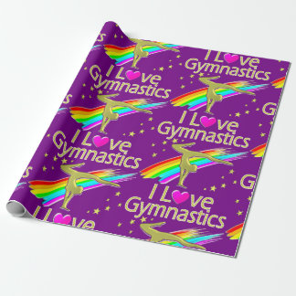 PERSONALIZED I LOVE GYMNASTICS DESIGN WRAPPING PAPER