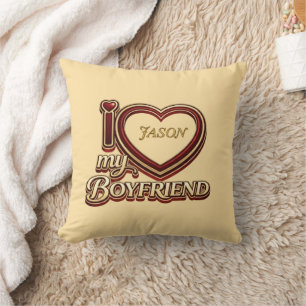 Personalized I Love My Boyfriend Custom Name Cushion