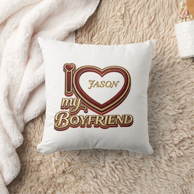 Personalized I Love My Boyfriend Custom Name Cushion (Blanket)
