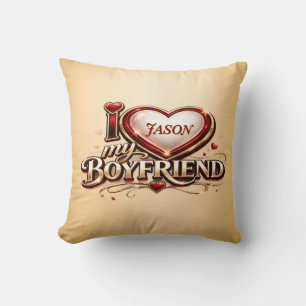 Personalized I Love My Boyfriend Custom Name Cushion