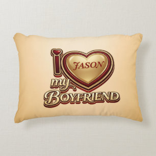 Personalized I Love My Boyfriend Custom Name Decorative Cushion
