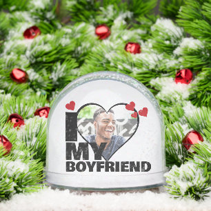Personalized I Love My Boyfriend Heart Photo Snowglobe