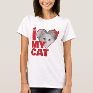 Personalized I Love My Cat Heart Photo T-Shirt