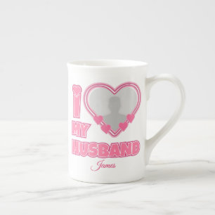 Personalized I Love My Husband – Add Photo & Name Bone China Mug