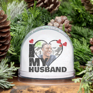 Personalized I Love My Husband Heart Photo Snowglobe