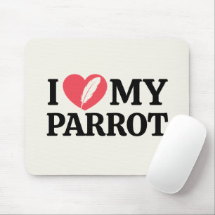 Personalized I Love My Parrot Heart Typography Mouse Mat