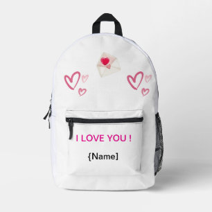 Personalized "I Love You" Backpack with Hearts—Cus