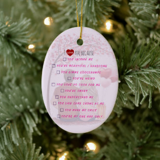 Personalized"I Love You Because"Checklist Romantic Ceramic Tree Decoration