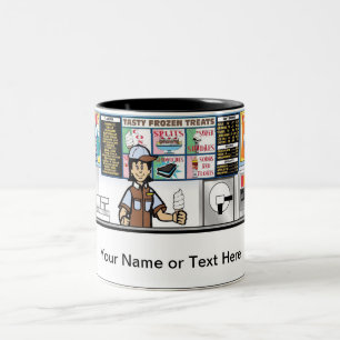 Personalized Ice Cream Store - Female Cartoon Two-Tone Coffee Mug