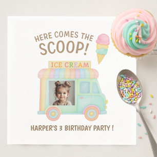 Personalized Ice Cream Truck Rainbow Photo Napkin