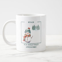 Personalized "Ice-Solutely Awesome!" Snowman Mug
