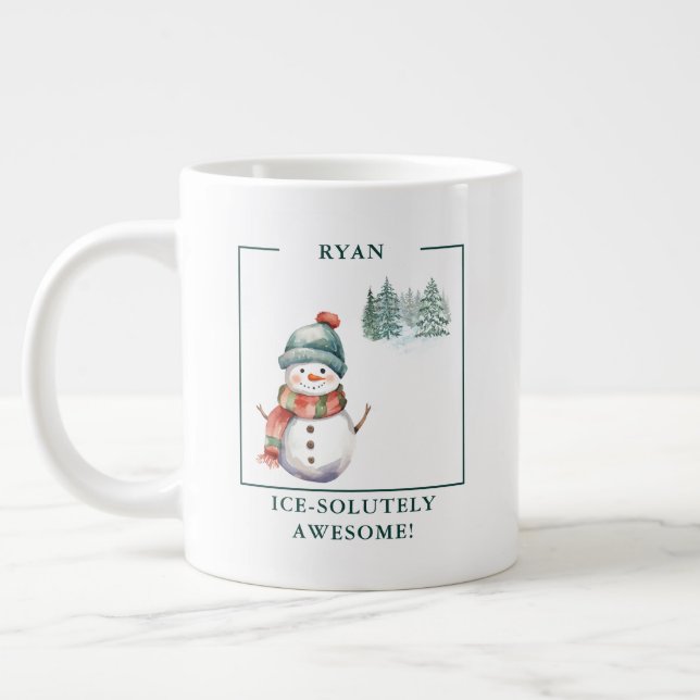 Personalized "Ice-Solutely Awesome!" Snowman Mug (Left)