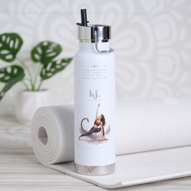 Personalized Illustrated Scorpio Zodiac Quote Water Bottle (Yoga (Rotated))