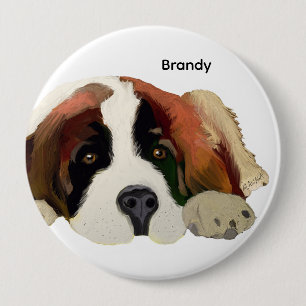Personalized Image & Name or Buy As-Is St. Bernard 10 Cm Round Badge