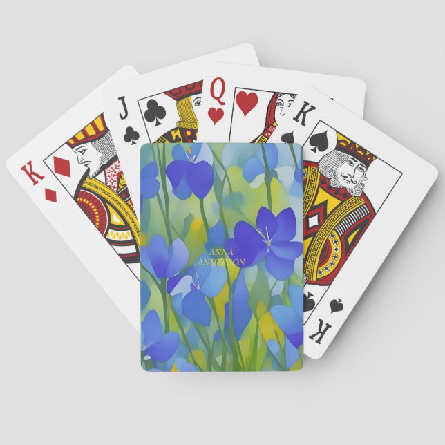 PERSONALIZED Impressionist Texas Bluebonnets Playing Cards (Back)