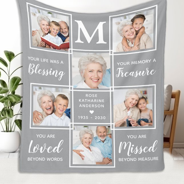 Personalized In Loving Memory Photo Collage Fleece Blanket (Creator Uploaded)