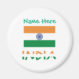Personalized India Flag Round Magnet