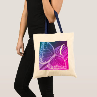 Personalized Initial Butterfly Shopper Tote Bag