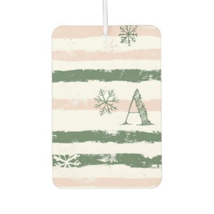 Personalized initial green winter car air freshener