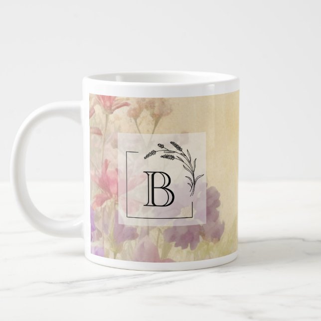 Personalized Initial Monogram Jumbo Large Coffee Mug (Left)