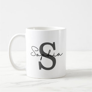 Personalized Initial Mug, Subtle Initial and Name  Coffee Mug