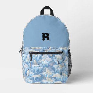 Personalized Initial 'R' Arctic Animals Backpack -