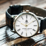 Personalized Initials Elegant Custom Name  Watch<br><div class="desc">Personalized Roman Numeral Monogram Couple’s Custom Names & Initials Elevate your style with this elegant and timeless couple’s watch, featuring classic Roman numerals and a personalized monogram with names and initials. This sophisticated timepiece is a perfect gift for weddings, anniversaries, Valentine’s Day, or any special occasion. Designed for couples who...</div>