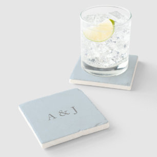 Personalized Initials Sky Blue Stone Coaster