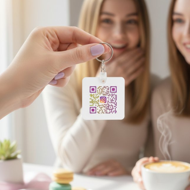Personalized Instagram QR Code  Key Ring (Your Profile, Instantly Shared.)
