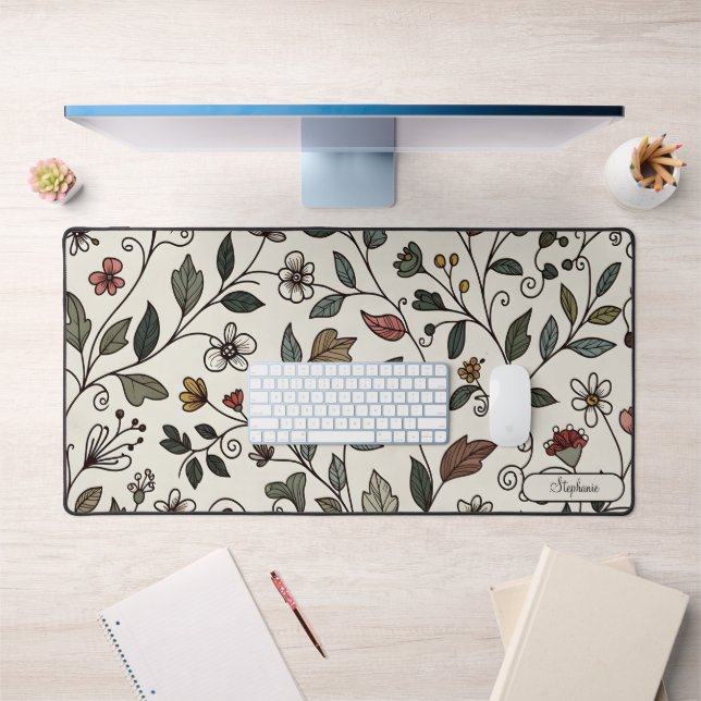 Personalized Intricate Floral Vine Workspace Desk Mat (Office 1)