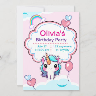 Personalized Invitation Unicorn Birthday All